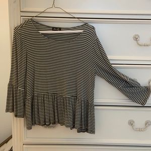 Green and White stripped long sleeve top